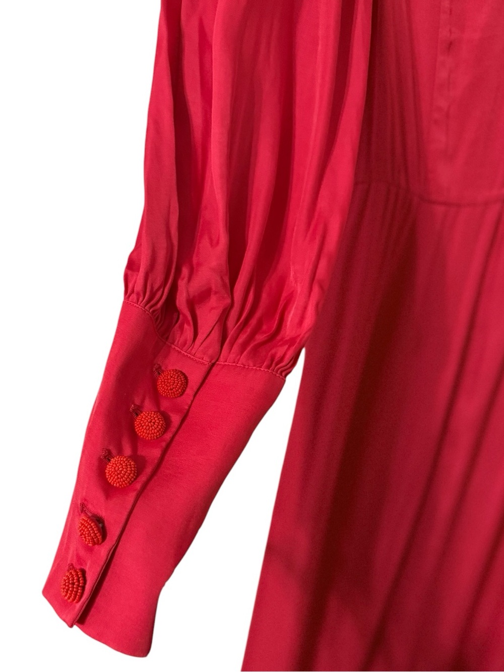 NWT FARM RIO Lenzing Ecovero Cut Out Red Sateen Long Sleeve Maxi Dress - Picture 9 of 12